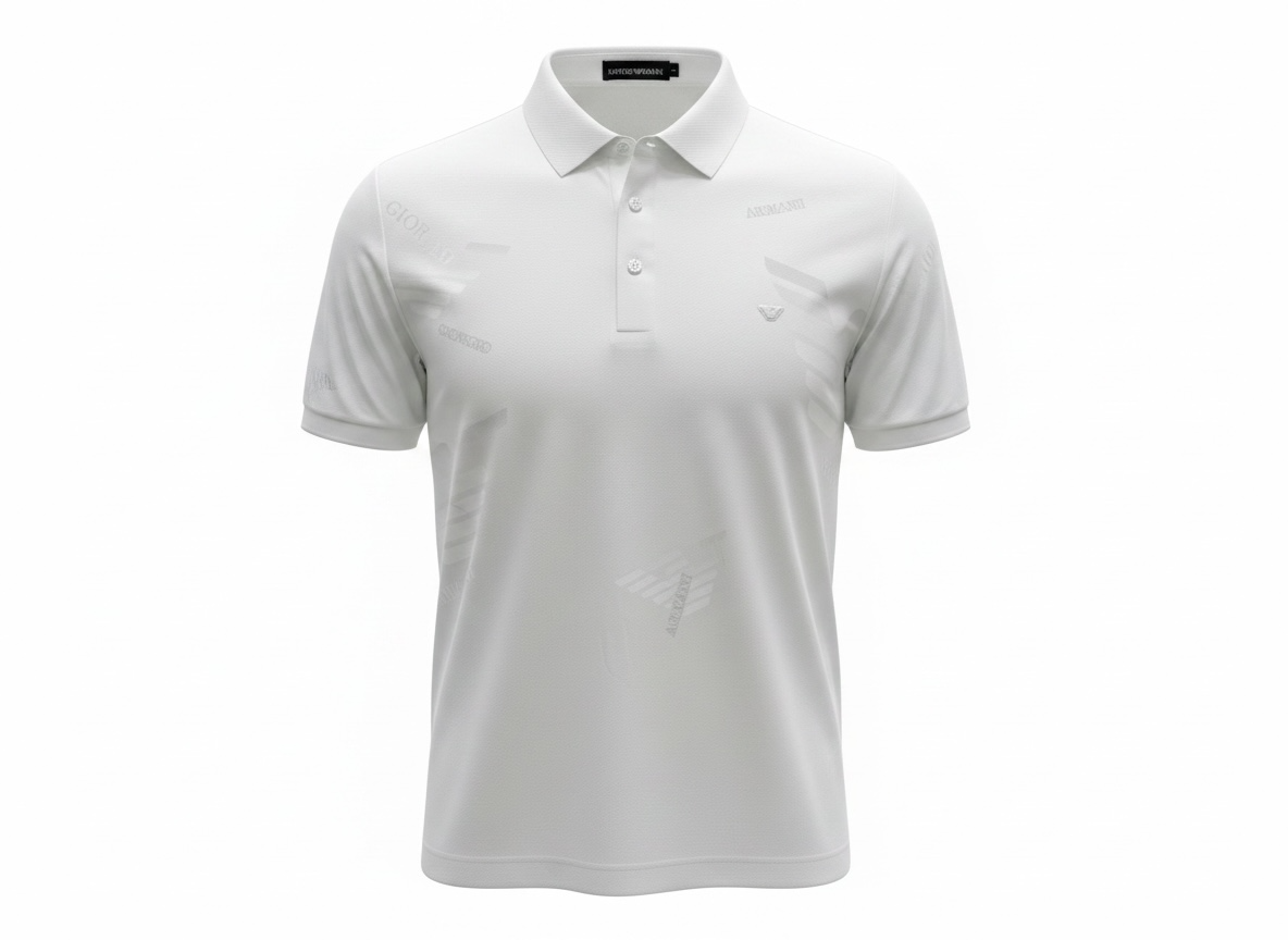 Emporio Armani White Pattern Polo 🤍✨ Signature Print Design