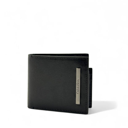 Calvin Klein Black Leather Wallet – Metal Bar Logo Edition 🖤💼