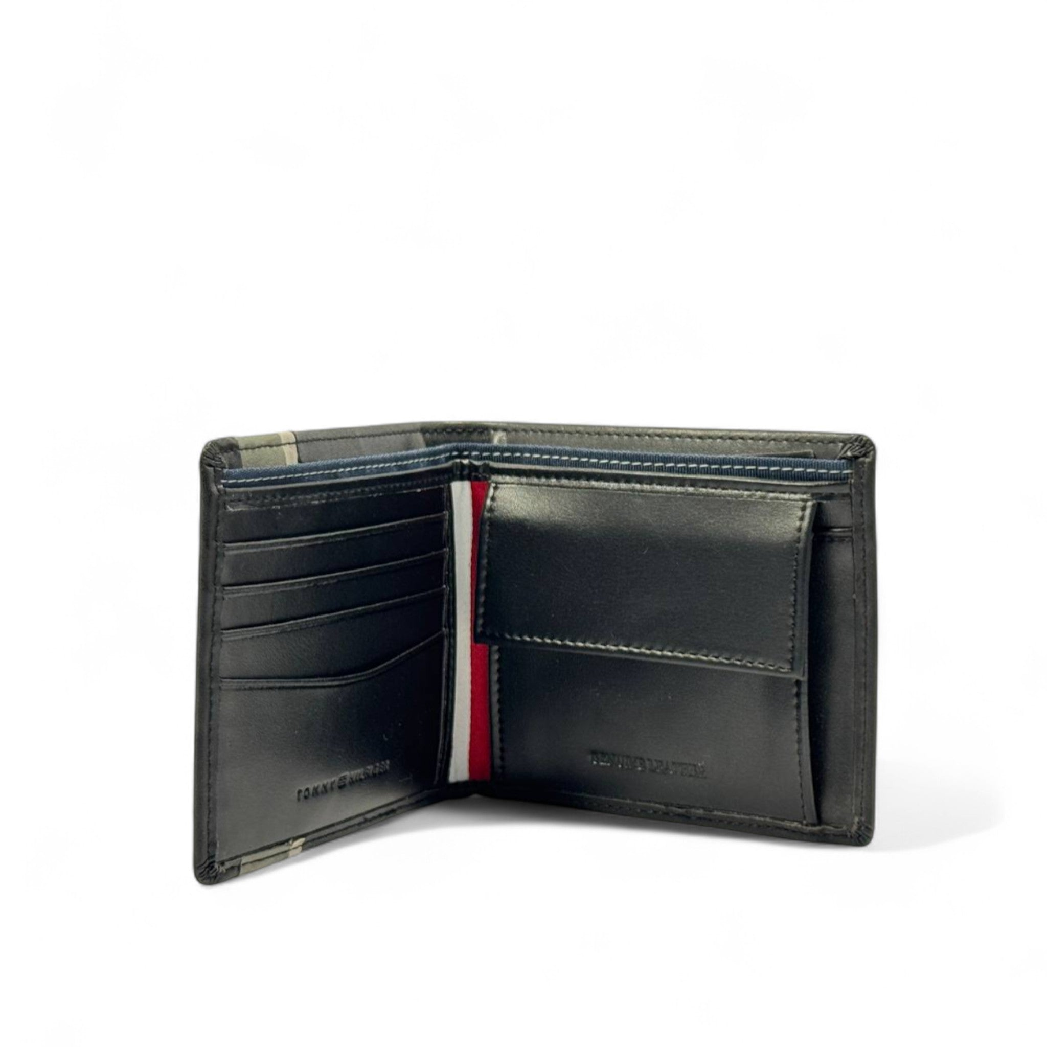 Tommy Hilfiger Black Leather Wallet with Grey Logo Strip 🖤🪙