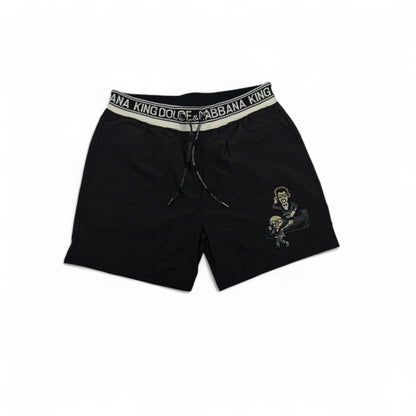 Dolce & Gabbana King Cartoon Black Swim Shorts – Iconic Designer Edition