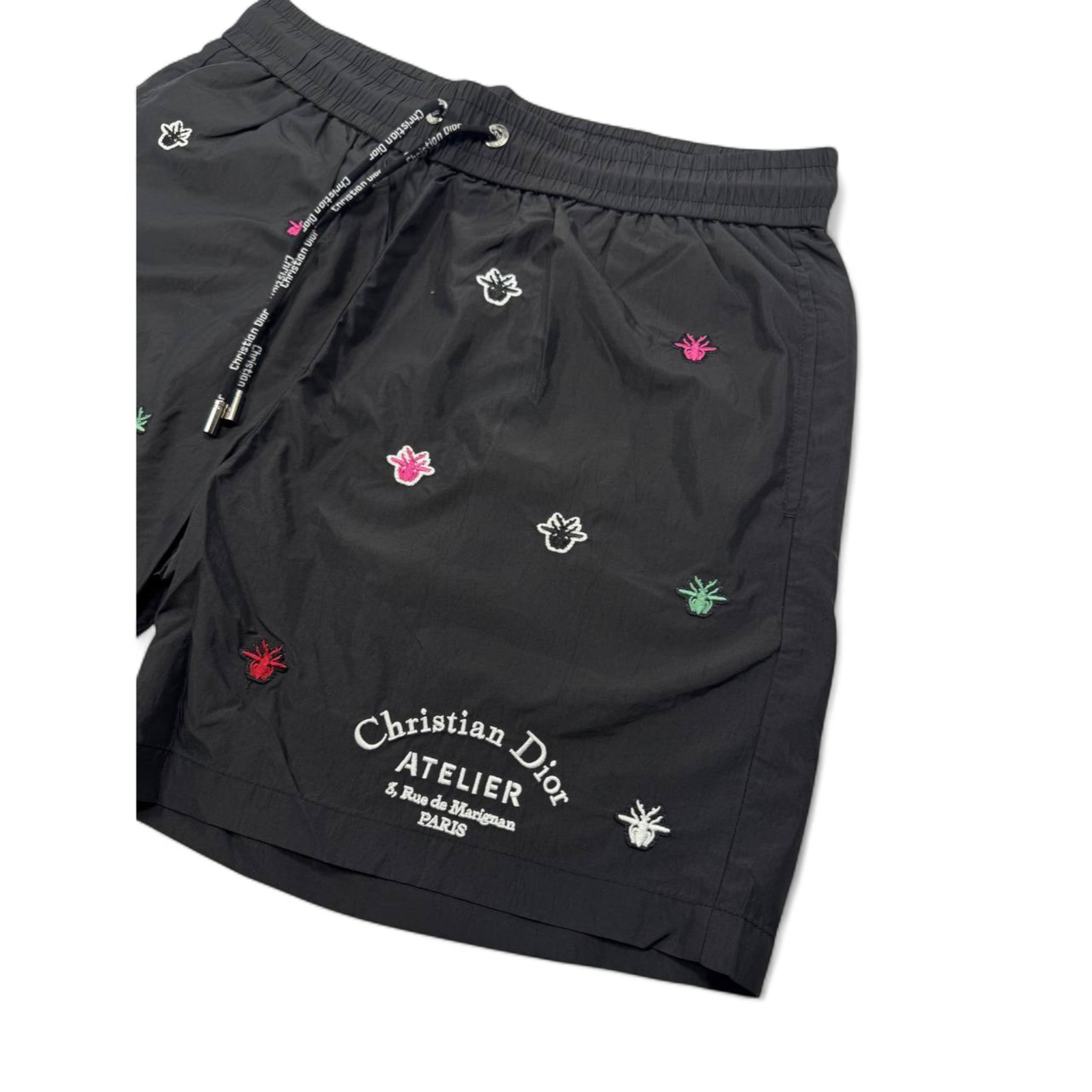 Christian Dior Atelier Black Swim Shorts – Embroidered Luxury Edition