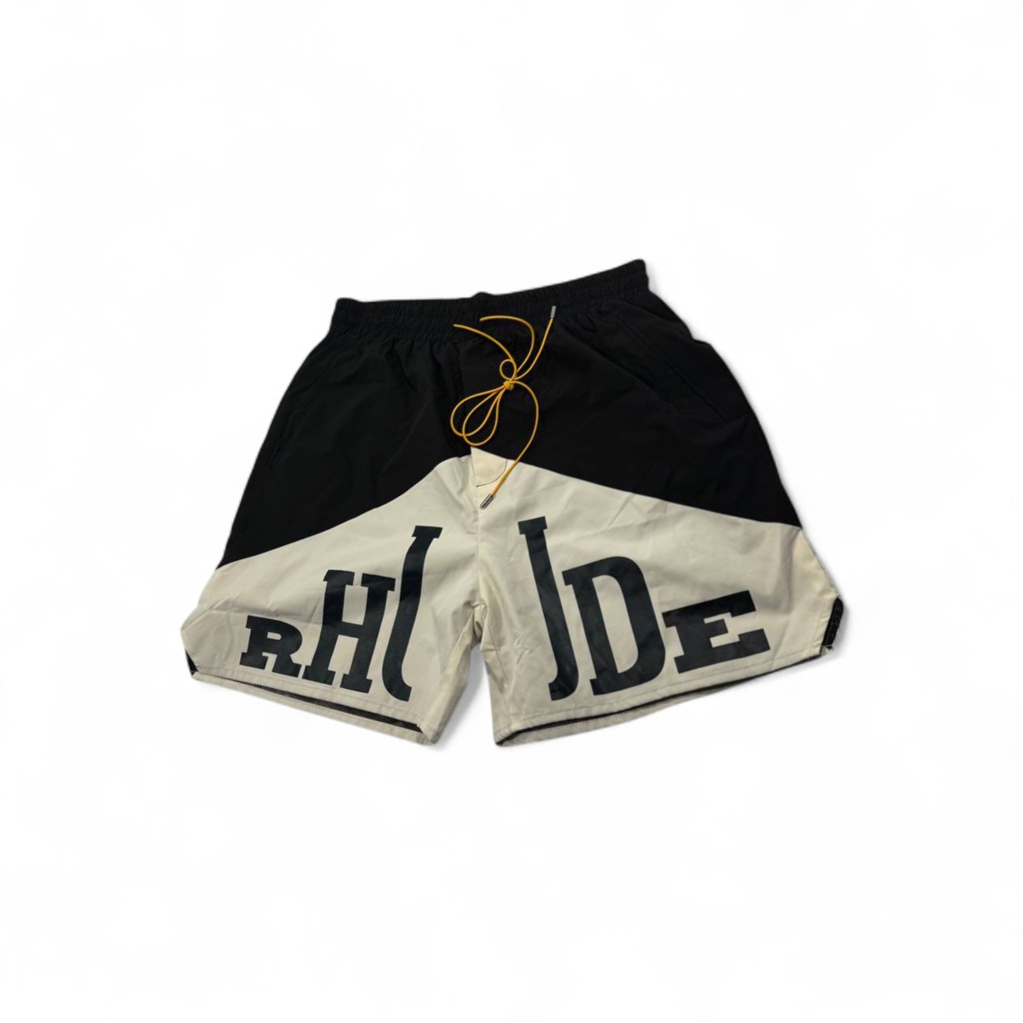 Rhude Panel Logo Swim Shorts – Black & Cream
