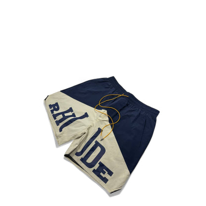Rhude Panel Logo Swim Shorts – Navy & Cream 🧢✨