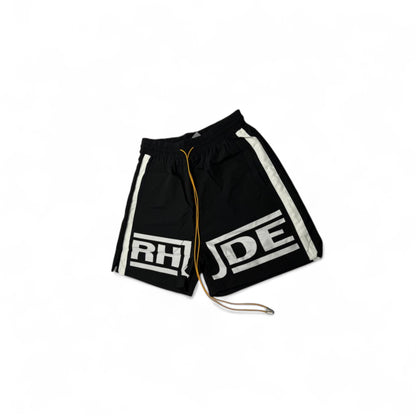 Rhude Logo Swim Shorts – Black & White Street Edition ⚫⚪