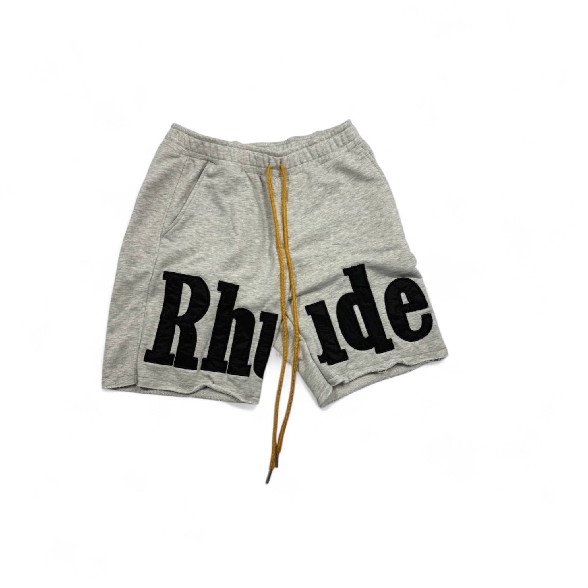 Rhude Classic Fleece Shorts – Heather Grey with Bold Logo