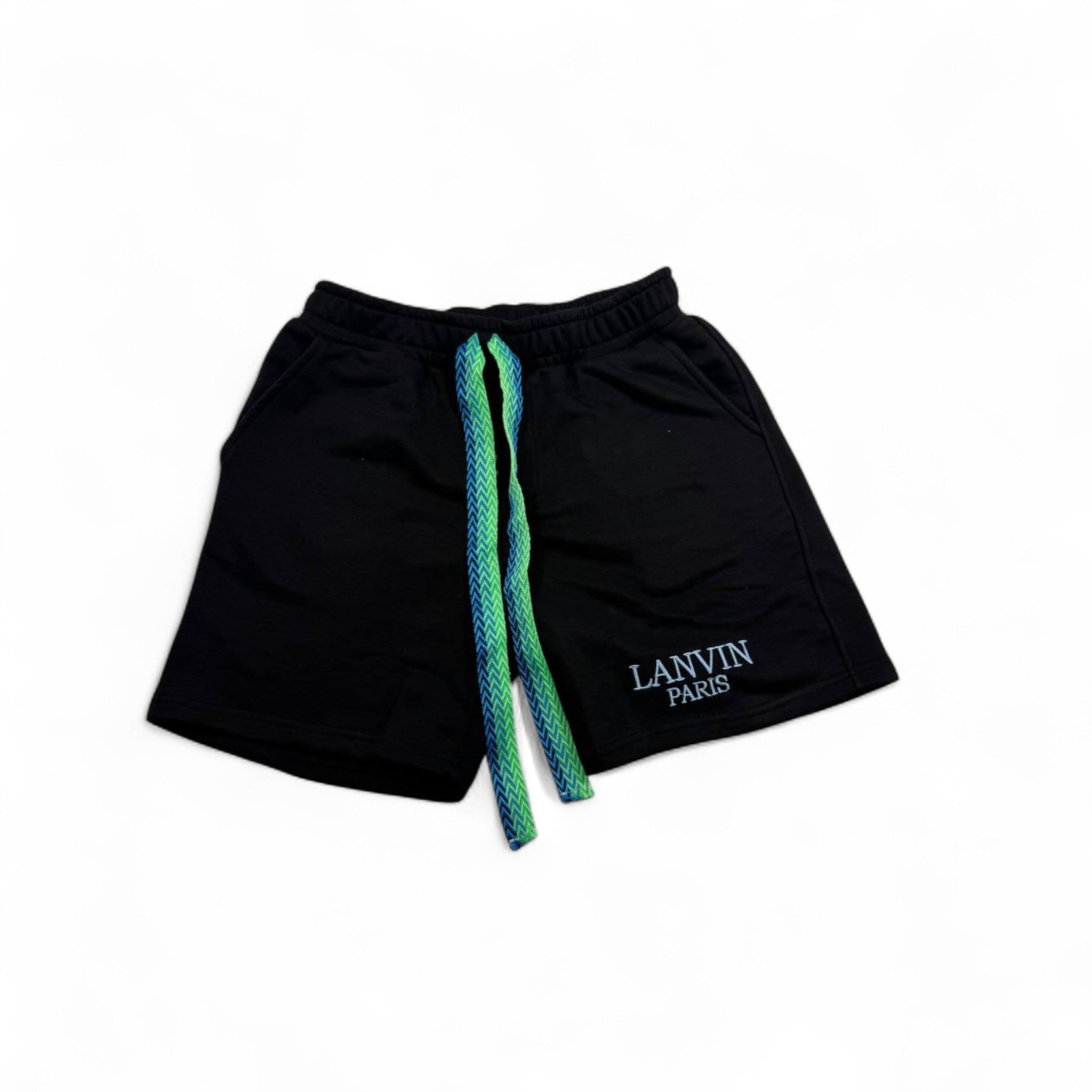 Lanvin Paris Black Casual Shorts with Braided Drawstring