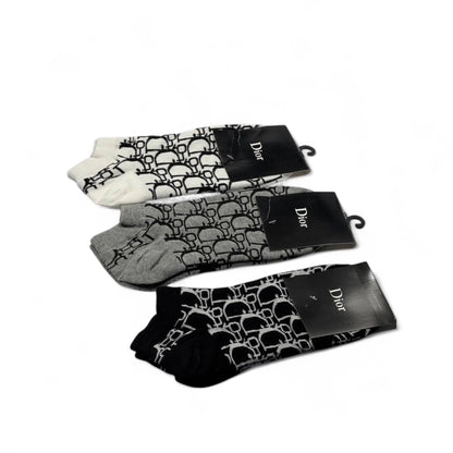 Dior Monogram Ankle Socks – 3-Pair Luxury Set