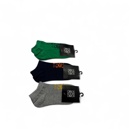 Loewe Signature Socks – 3-Pack (Green, Navy, Grey)