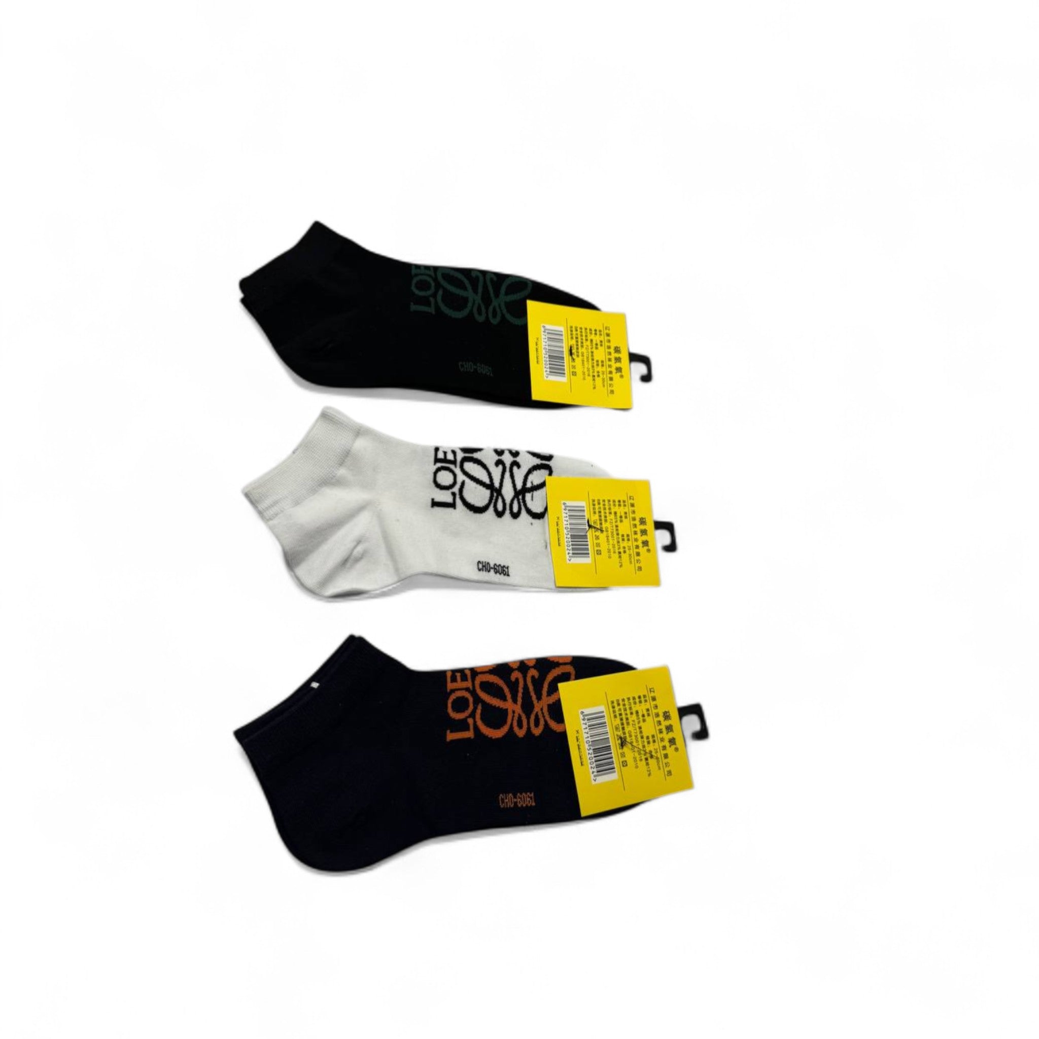 Loewe Logo Ankle Socks – Set of 3 (Black, White & Navy)
