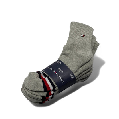 Tommy Hilfiger Logo Crew Socks – 3-Pack (Grey with Bold Toe Logo)