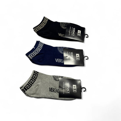 Versace-Inspired Socks 3-Pack 🖤💙 Stylish Luxury in Every Pair