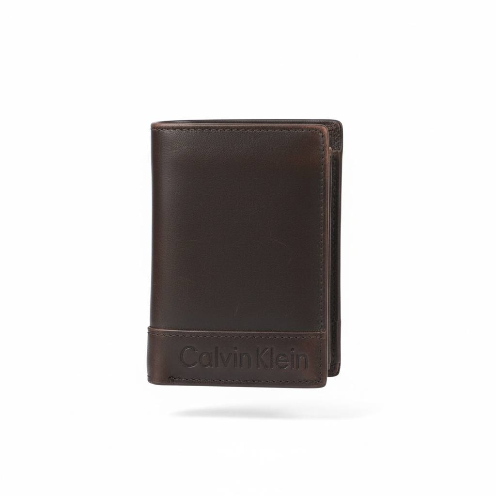 Calvin Klein Classic Leather Trifold Wallet – Brown 🤎✨