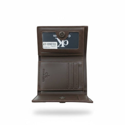 Calvin Klein CK All-Over Embossed Vertical Leather Wallet – Brown 🤎✨
