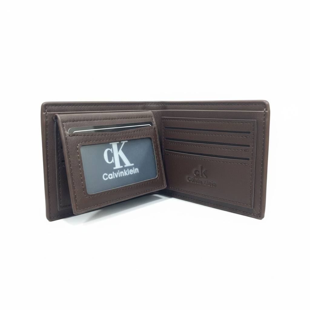 Calvin Klein Jeans Embossed Leather Bifold Wallet – Brown 🤎✨