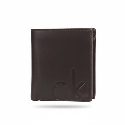 Calvin Klein CK Embossed Leather Bifold Wallet – Dark Brown 🤎✨