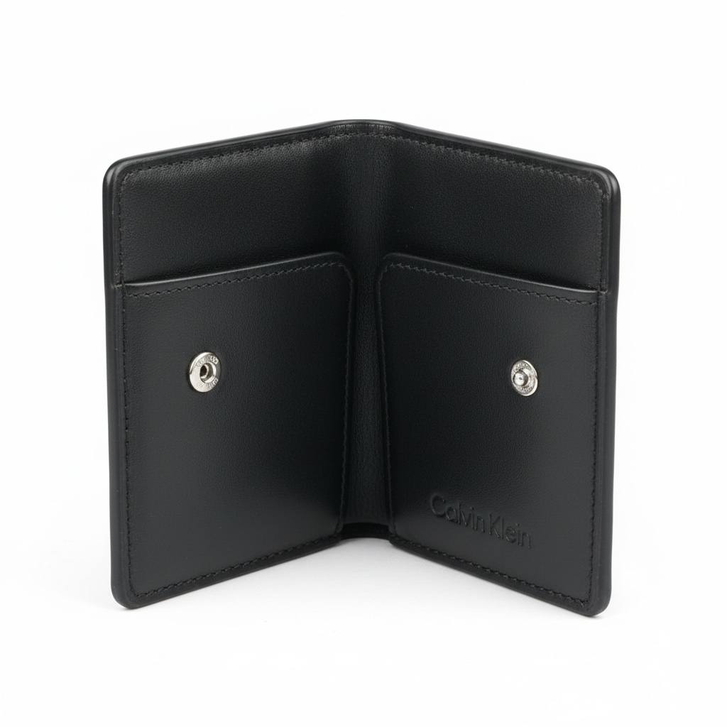 Calvin Klein CK Compact Leather Card Wallet – Black 🖤✨