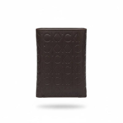 Calvin Klein CK All-Over Embossed Vertical Leather Wallet – Brown 🤎✨