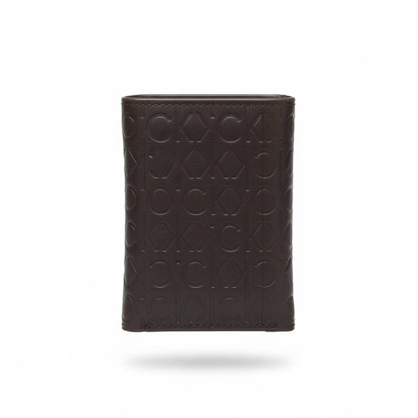 Calvin Klein CK All-Over Embossed Vertical Leather Wallet – Brown 🤎✨