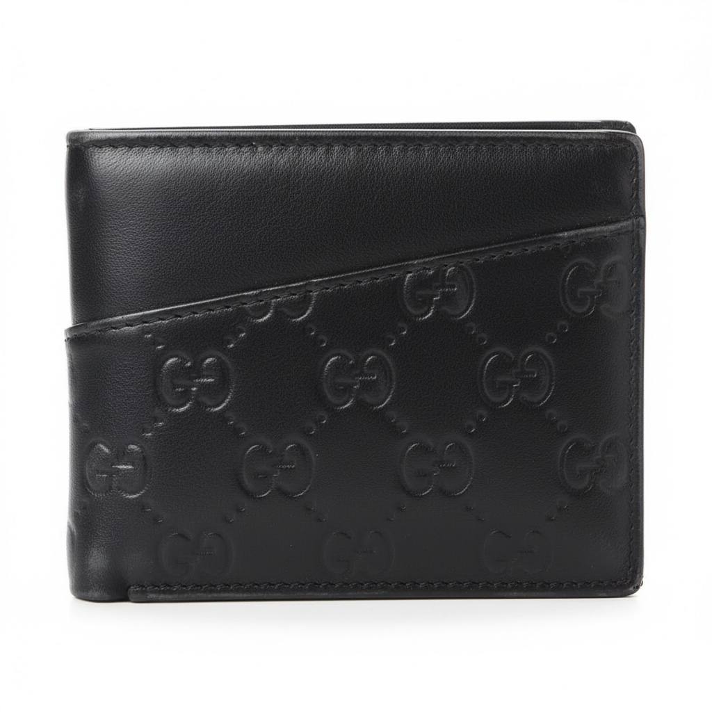 Gucci GG Embossed Leather Wallet, Card Holder & Key Ring Set – Black 🖤✨
