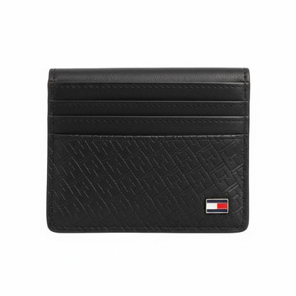 Tommy Hilfiger Embossed Leather Card Holder – Black 🖤✨