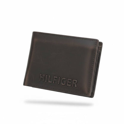 Tommy Hilfiger Embossed Leather Bifold Wallet – Dark Brown 🤎✨