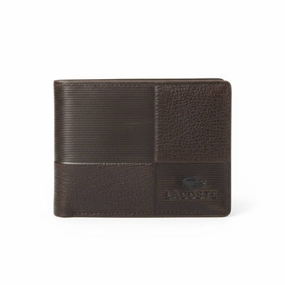 Lacoste Patchwork Leather Bifold Wallet – Dark Brown 🐊🖤