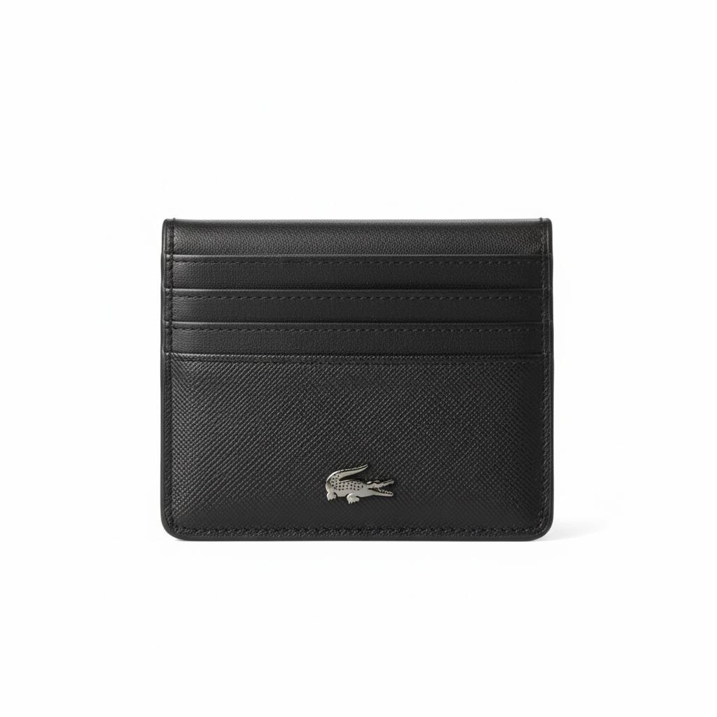 Lacoste Leather Card Holder – Black 🐊🖤