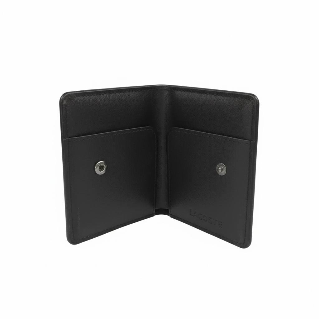 Lacoste Leather Card Holder – Black 🐊🖤