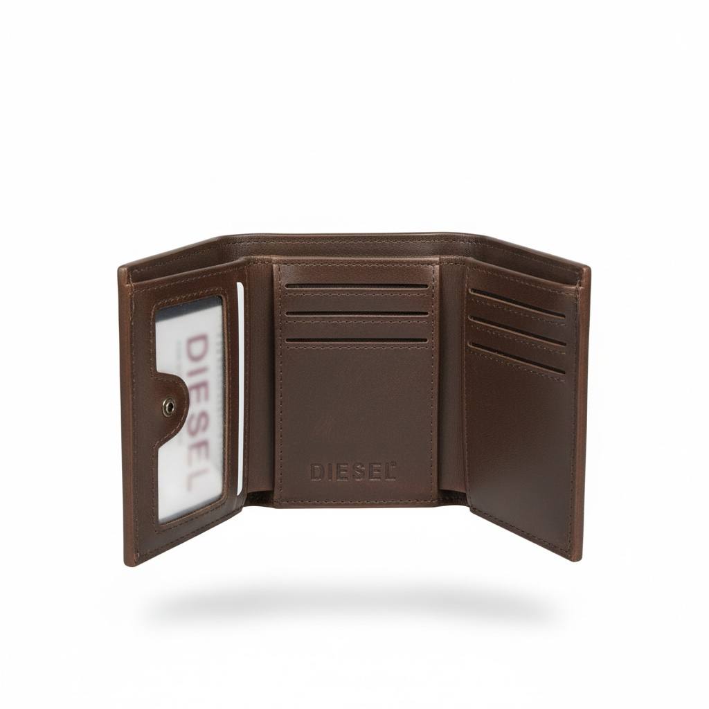 Diesel Leather Bifold Wallet – Brown 🖤🤎