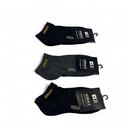 Versace-Inspired Minimal Logo Socks 3-Pack 🖤✨ | Sleek & Sophisticated Style