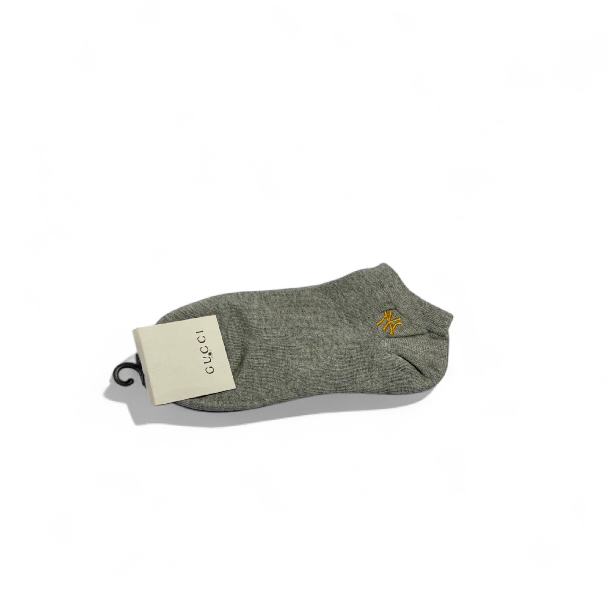 Gucci-Inspired Grey Ankle Sock 🩶 | Minimal Luxe with Yellow Logo
