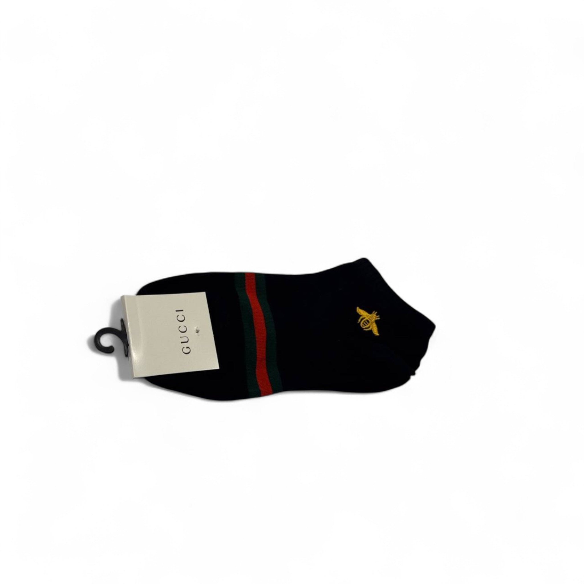 Gucci-Inspired Bee Ankle Sock 🐝🖤 | Signature Stripe Luxury