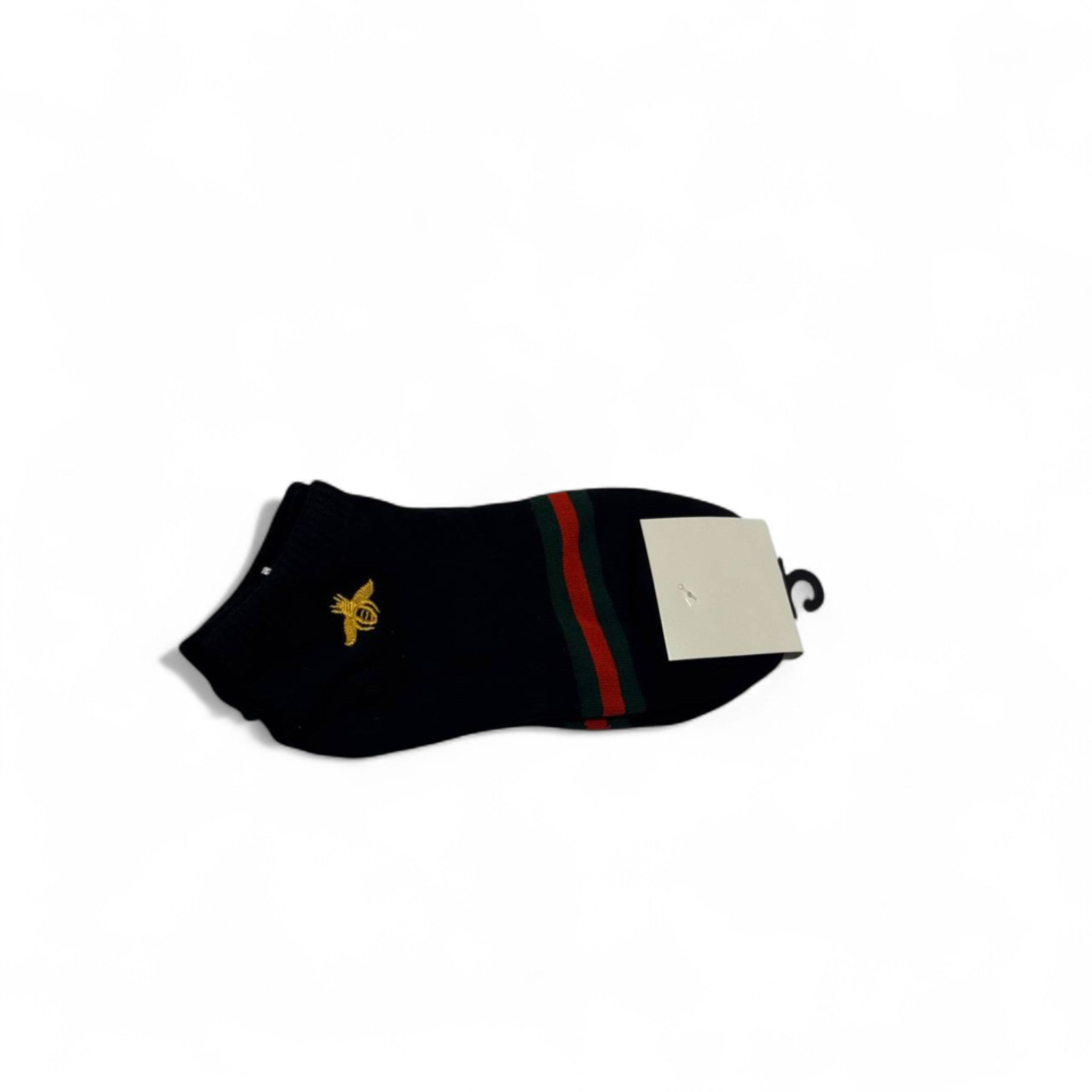Gucci-Inspired Bee Ankle Sock 🐝🖤 | Signature Stripe Luxury