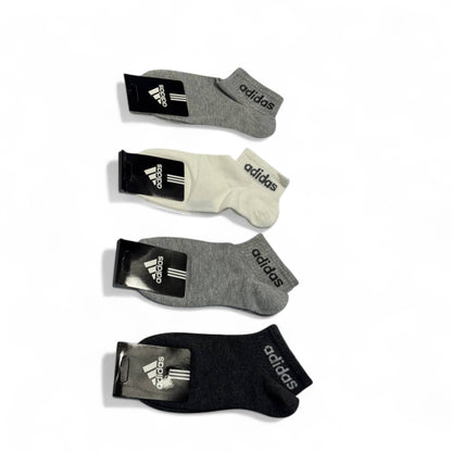 Adidas-Inspired Ankle Socks 4-Pack ⚽🩶 | Athletic Comfort Meets Everyday Style