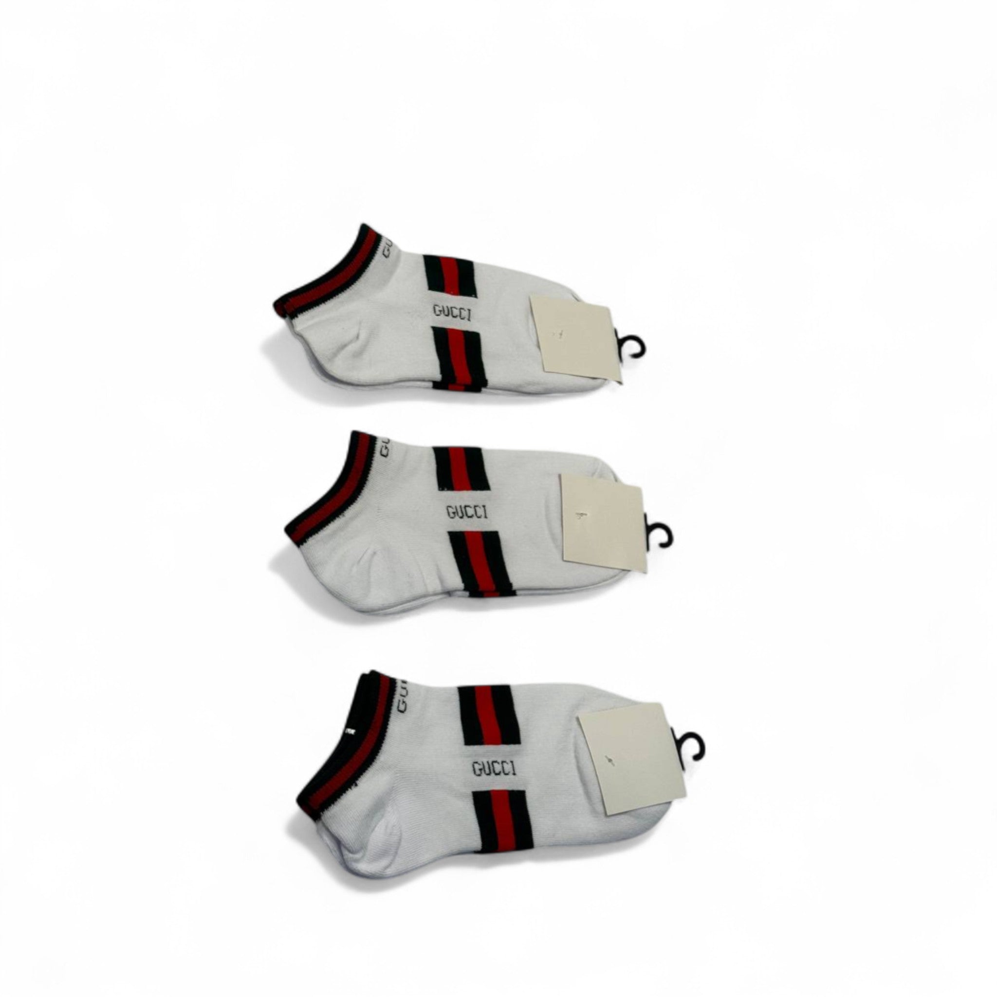 Gucci-Inspired Striped Ankle Socks 3-Pack ⚪🟥🟢 | Iconic Everyday Luxury