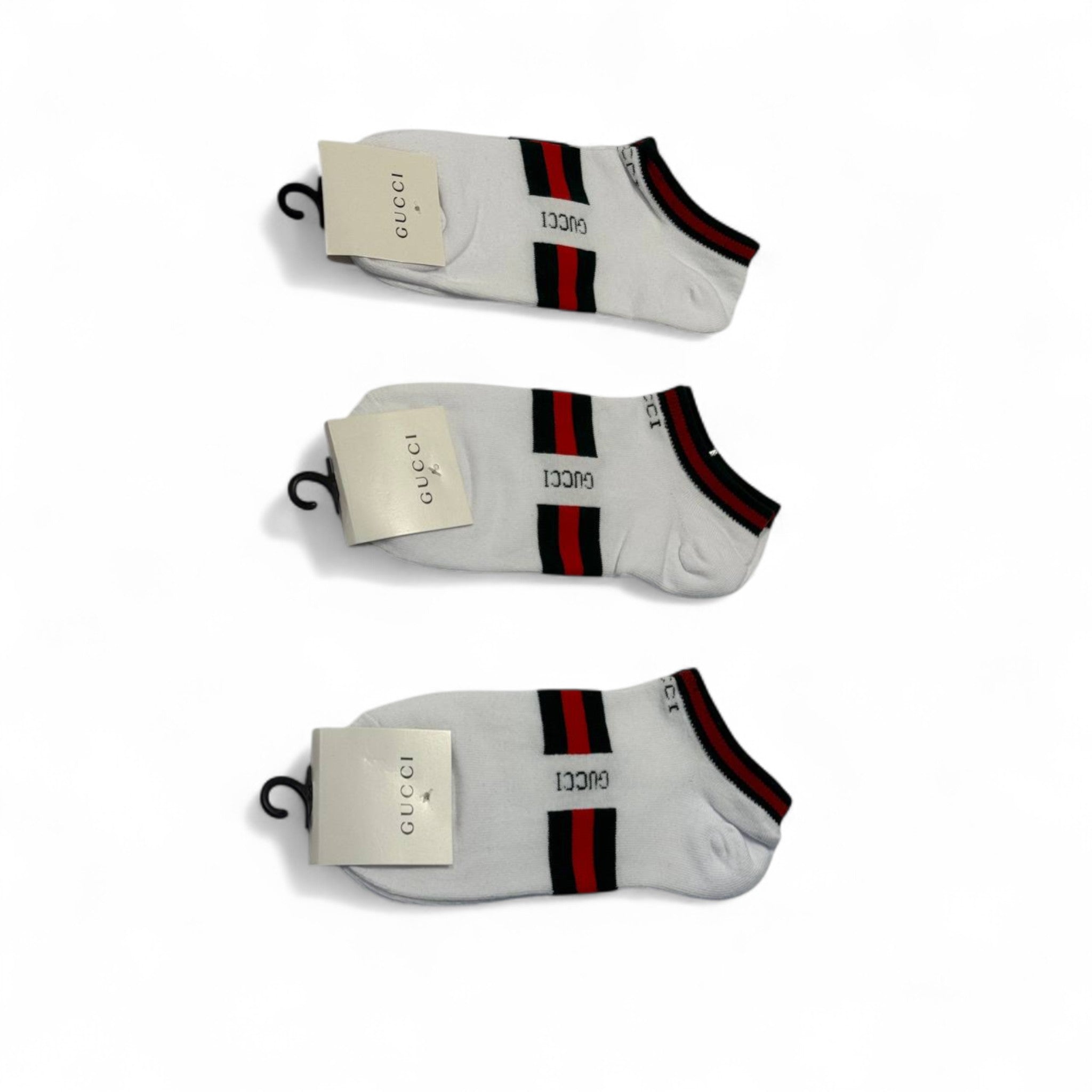 Gucci-Inspired Striped Ankle Socks 3-Pack ⚪🟥🟢 | Iconic Everyday Luxury