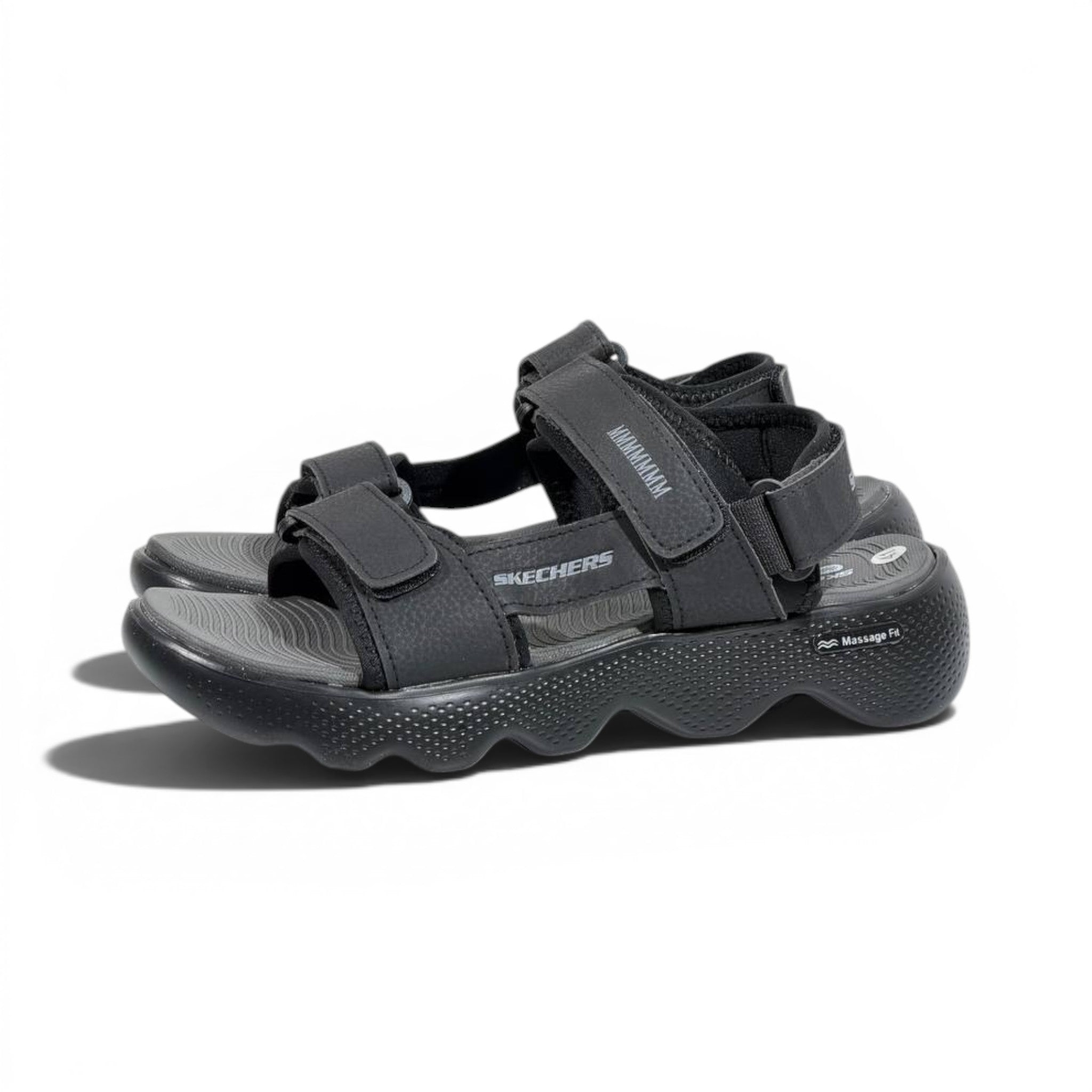 Skechers All Black Comfort Trekking Sandals – Lightweight Adjustable Outdoor Sandals For Men 🖤👣
