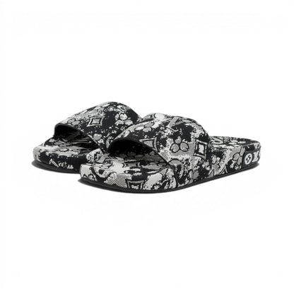 Louis Vuitton Monogram Black & White Slide Sandals – Luxury Designer Summer Slippers 🖤✨