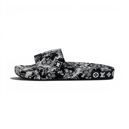 Louis Vuitton Monogram Black & White Slide Sandals – Luxury Designer Summer Slippers 🖤✨