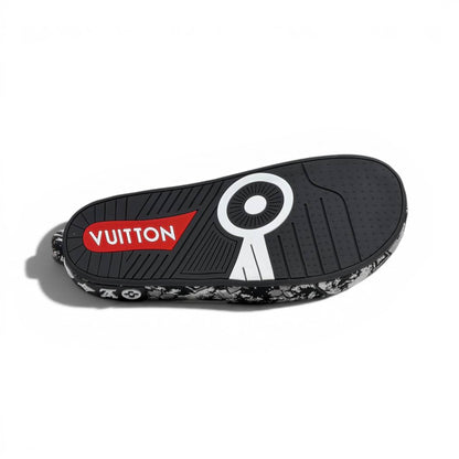 Louis Vuitton Monogram Black & White Slide Sandals – Luxury Designer Summer Slippers 🖤✨