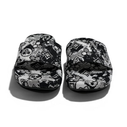 Louis Vuitton Monogram Black & White Slide Sandals – Luxury Designer Summer Slippers 🖤✨