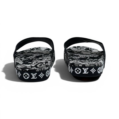 Louis Vuitton Monogram Black & White Slide Sandals – Luxury Designer Summer Slippers 🖤✨