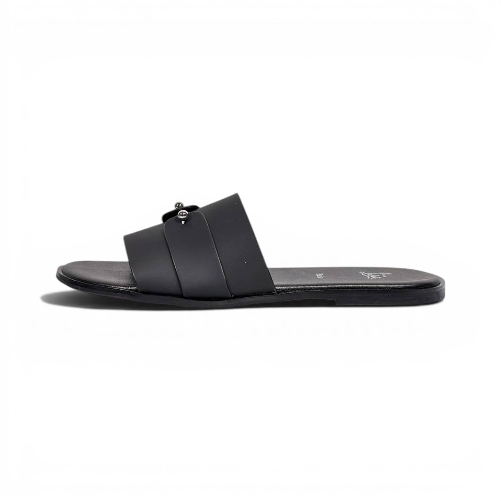 Christian Louboutin Inspired Black Leather Slide Sandals – Luxury Designer Summer Slippers ❤️🖤