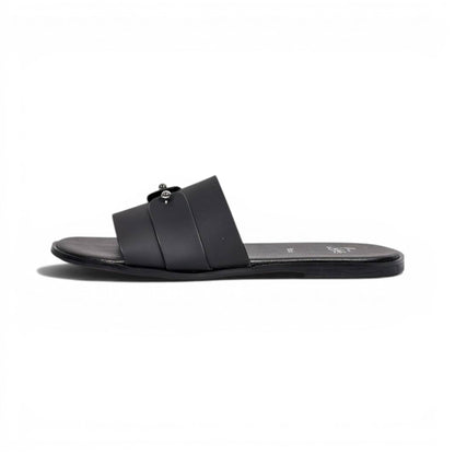 Christian Louboutin Inspired Black Leather Slide Sandals – Luxury Designer Summer Slippers ❤️🖤