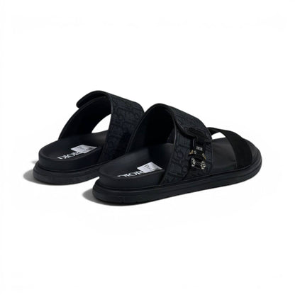 Dior Oblique Black Slide Sandals – Luxury Designer Inspired Summer Slippers 🖤✨