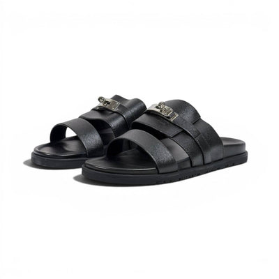 Hermès Black Luxury Slide Sandals – Premium Designer Summer Slippers 🖤✨