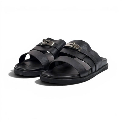 Hermès Black Luxury Slide Sandals – Premium Designer Summer Slippers 🖤✨
