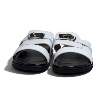Hermès White Luxury Slide Sandals – Premium Designer Summer Slippers 🤍✨