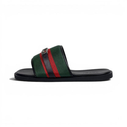Gucci Green Web Slide Sandals – Luxury Designer Summer Slippers 💚❤️✨