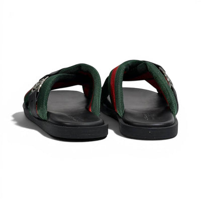 Gucci Green & Red Cross Strap SLIDE– Luxury Designer Summer Slides 💚❤️✨